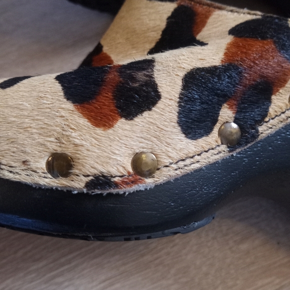 Naturalizer Leopard Print Calf Hair Leather Clog Accents Round Toe 8.5M - Picture 3 of 15